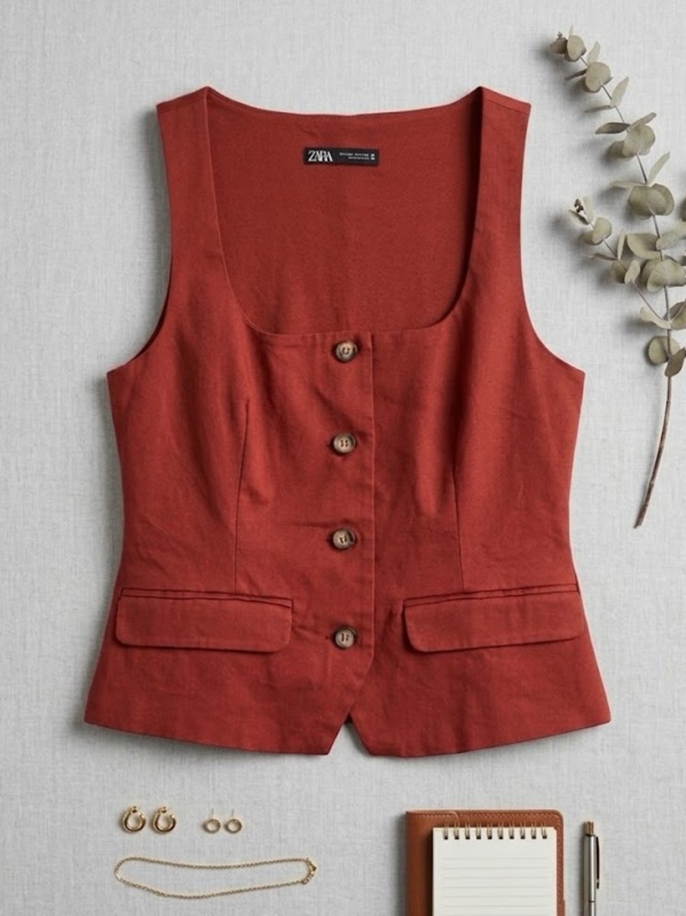 ZARA Terracota Tailored Vest Top
